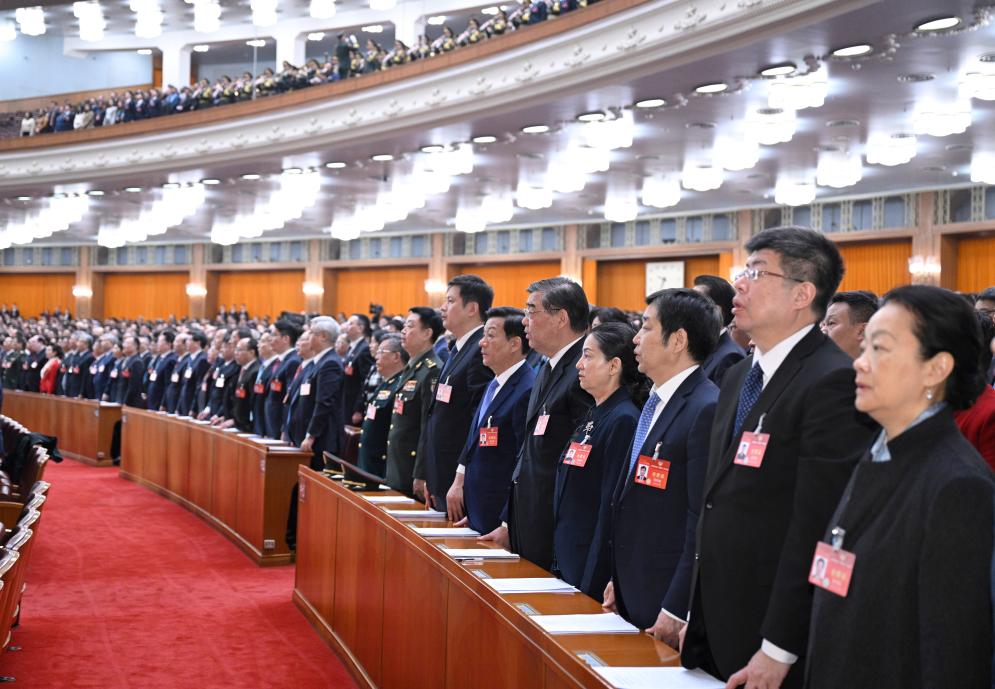 3月10日，中國人民政治協(xié)商會議第十四屆全國委員會第二次會議在北京人民大會堂舉行閉幕會。新華社記者 李學仁 攝